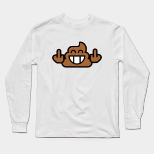 Smiley Emoji Poop Stinkefinger Long Sleeve T-Shirt